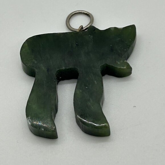 Green Slag Glass Judaica Chai Symbol Pendant With Silve-tone Loop - Picture 6 of 13